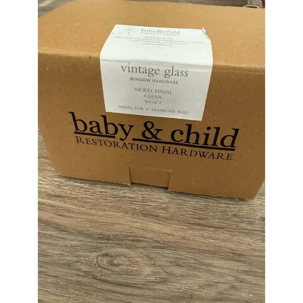 Restoration Hardware Baby & Child Vintage Glass Newel Finials Clear Set of 2 NIB